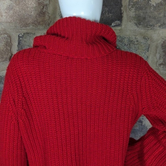 BB Dakota Love Actually Red Cowl Neck Knit Sweater Woman's Size Large Chunky - Picture 7 of 15